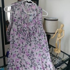 Purple flower print blouse